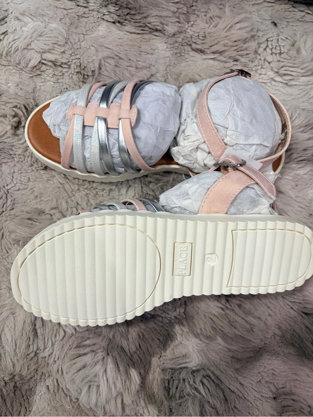 The Children's Place Pink and Silver Strappy Girls' Sandals